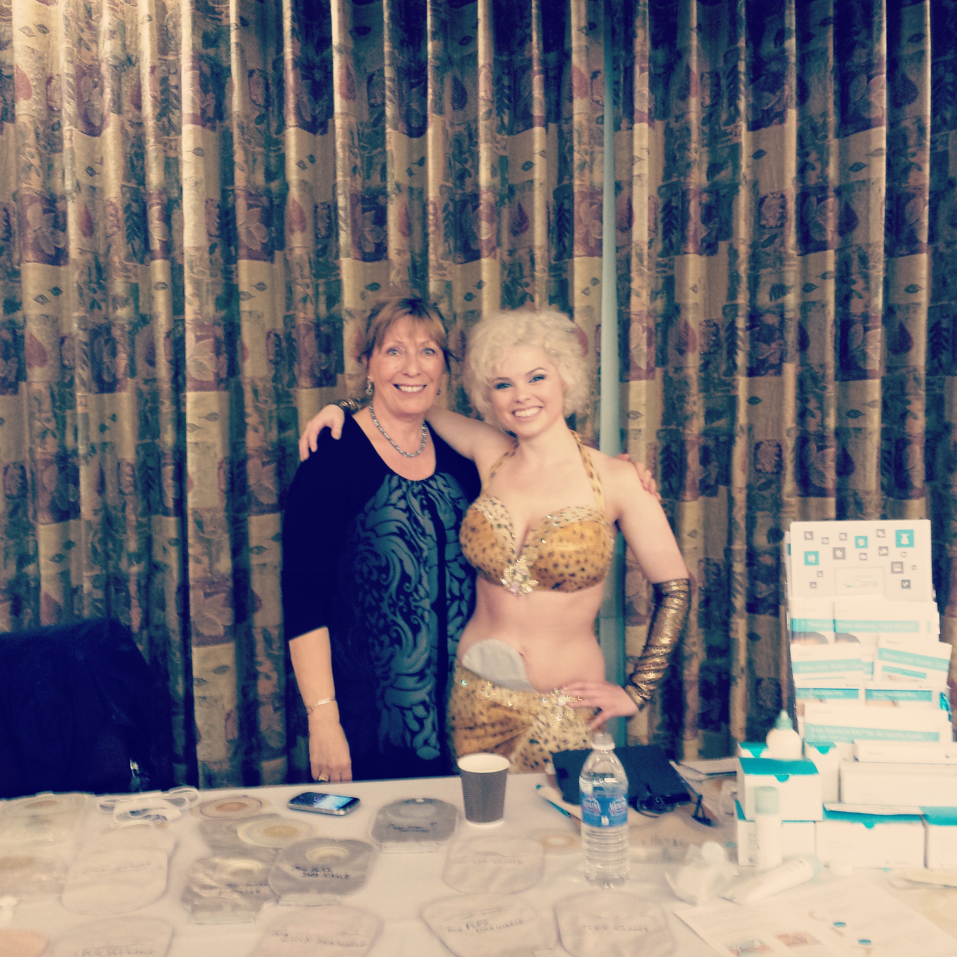 Margaret posing with a Coloplast rep at an ostomy education day, October 2014 in Nanaimo BC. Via @margaretsbelly instagram.
