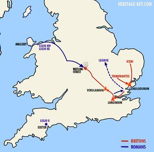 Movements of The Armies of The Romans and Iceni.